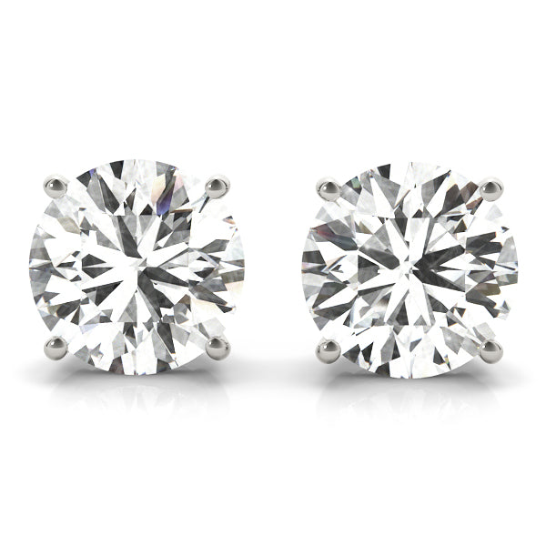 Four Prong Push Back Round Stud Earrings