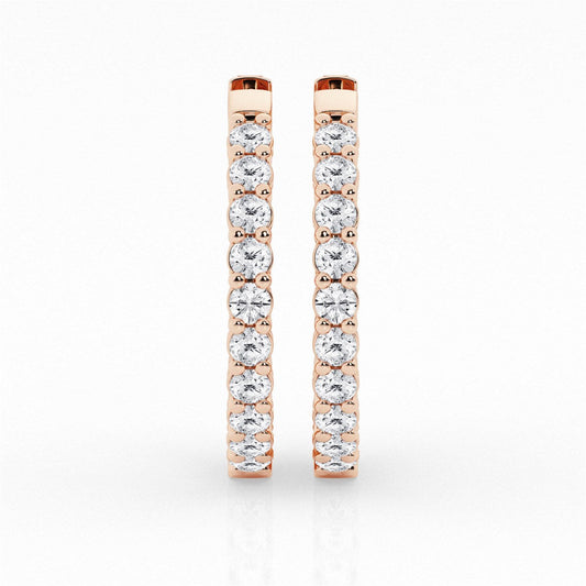 Round Lab Grown Diamond Inside Out Hoop Earrings