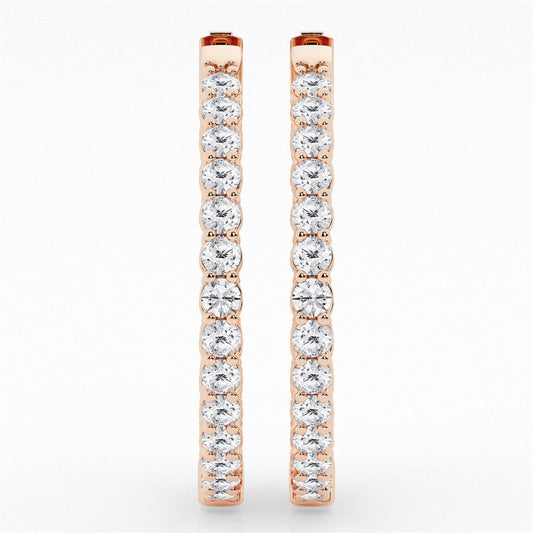 Round Lab Grown Diamond Inside Out Hoop Earrings