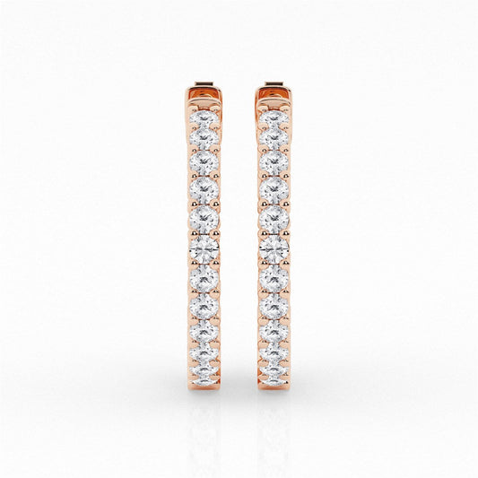 Round Lab Grown Diamond Inside Out Hoop Earrings
