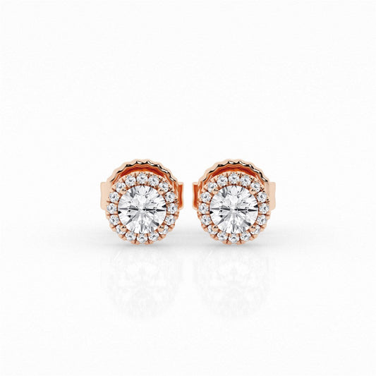 Round Lab Grown Diamond Halo Earrings